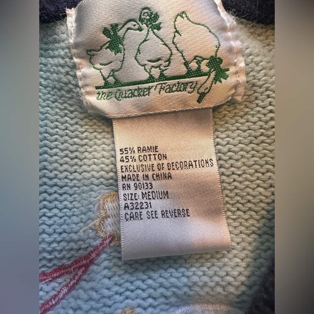 The Quacker Factory Vintage Applique Embroidered Snowman Knit Sweater Size Med - Picture 5 of 5